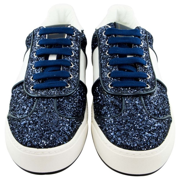 Valentino Flycrew Glitter Leather Sneaker Blue - Picture 3 of 6